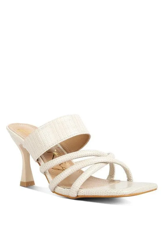 London Rag Criss Cross Strap Spool Heel Sandals